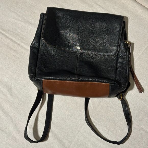 Fossil Leather Black Backpack Purse - Picture 2 of 10